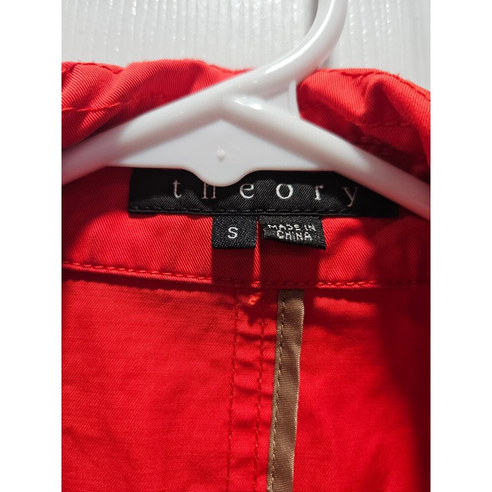 THEORY WOMEN Red Orange Peacoat Double Breasted Lightweight Jacket Size S - Picture 2 of 10